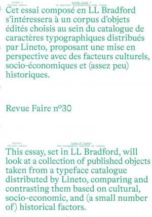 Revue Faire n°30: Types of types: the typographic specimen by Lineto